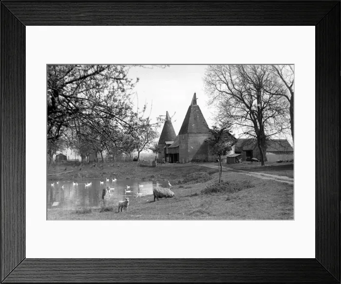 Framed Print : General view of a farm near Ashford in Kent, April 1932 Oast Houses Framed Print : General view of a farm near Ashford in Kent, April 1932 Oast Houses