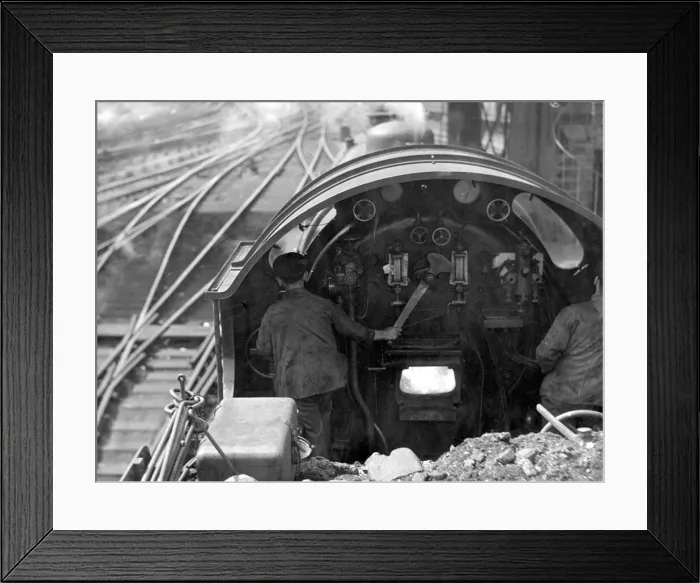 Framed Print : Driver and his mate in the Footplate of a Locomotive. c. 1950. English Railways
