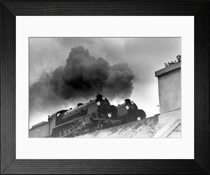 Framed Print : Two express trains side by side. c. 1950 English Railways. P044389
