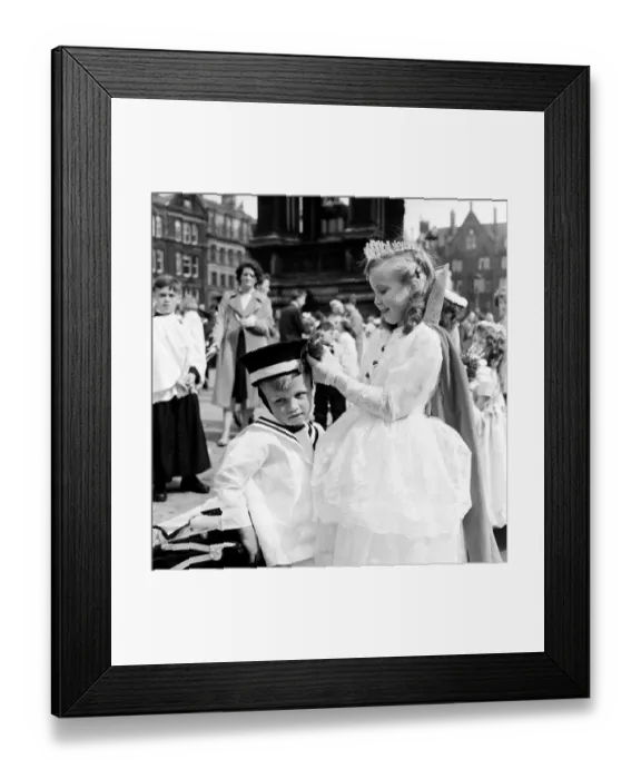 Framed Print : Children dress in fancy dress costumes before the start of the Manchester Whit Walk June