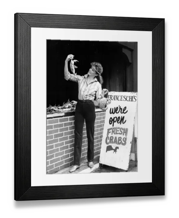 Framed Print : Sandie poses in new Levis Womens Jeans Framed Print : Sandie poses in new Levis Womens Jeans