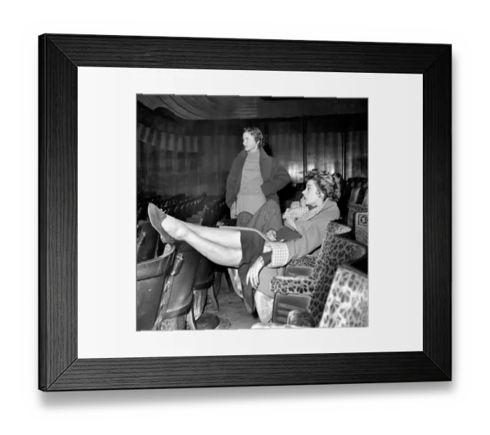 Framed Print : Actress Kay Kendall (seated) at the Odeon Cinema for rehearsals before the Royal film