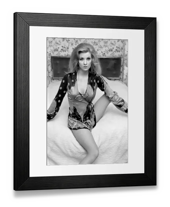 Framed Print : Beautiful blonde model Vicki Hodge is finding more work in the show business scene