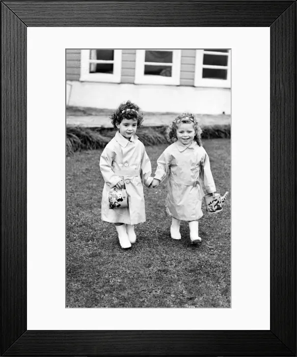 Framed Print : Children: Twins. Charlotte Lane and Joanna Lane, the twins playing at Portmerion, N