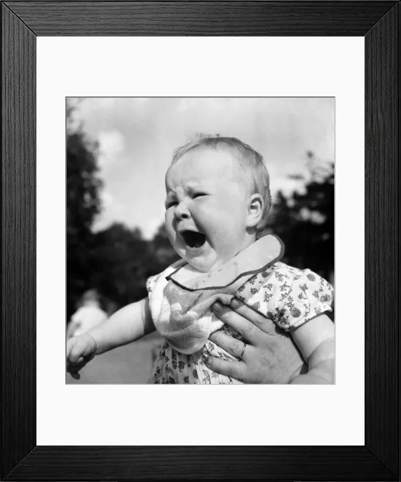 Framed Print : Children: Baby: Expressions: Crying. July 1953 D3848 Framed Print : Children: Baby: Expressions: Crying. July 1953 D3848