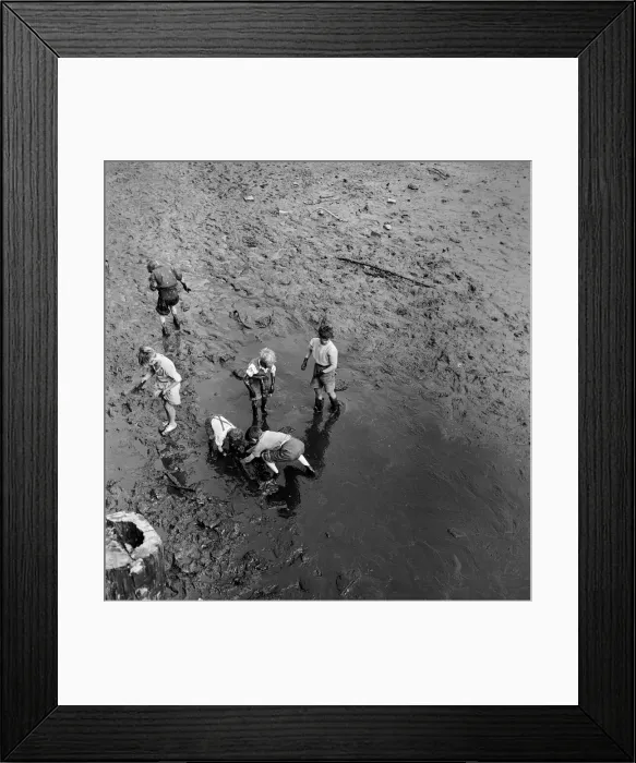 Framed Print : The mud-larkers: These boys at Portsmouth Harbour do a mud-lark turn to get pennies Framed Print : The mud-larkers: These boys at Portsmouth Harbour do a mud-lark turn to get pennies