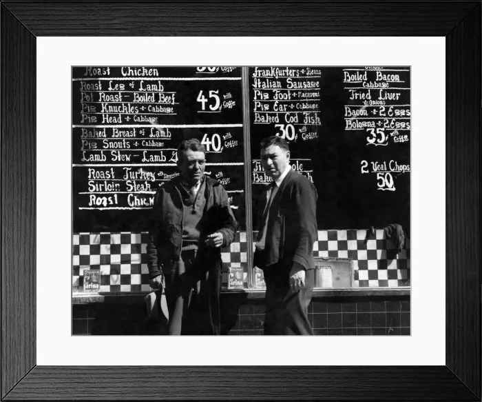 Framed Print : Food is plentiful on the Bowery, New York City, if you have money to buy it Framed Print : Food is plentiful on the Bowery, New York City, if you have money to buy it