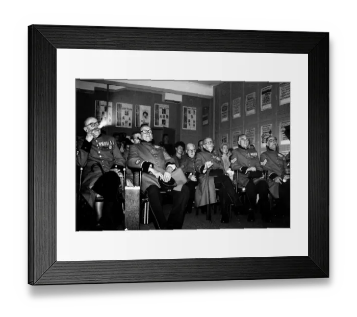 Framed Print : At the CSE Theatre in London the front row was made up of Chelsea Pensioners Framed Print : At the CSE Theatre in London the front row was made up of Chelsea Pensioners