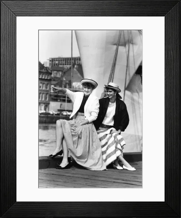 Framed Print : Plain sailing for fashion lovers - models wearing clothes for trip out on the high seas Framed Print : Plain sailing for fashion lovers - models wearing clothes for trip out on the high seas