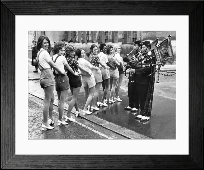 Framed Print : On parade in hot pants to the pipes of the Gurkha rifles Framed Print : On parade in hot pants to the pipes of the Gurkha rifles