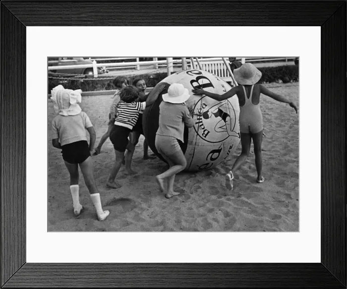 Framed Print : A game of push-ball on the sands at Deauville, Northern France