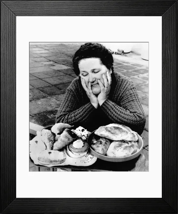 Framed Print : Forbidden Food Alma gazes longingly at cream cakes and pastries