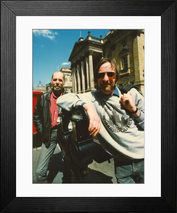 Framed Print : Rod Clements (L) and Alan Hull of Lindisfarne outside the Theatre Royal in Newcastle Framed Print : Rod Clements (L) and Alan Hull of Lindisfarne outside the Theatre Royal in Newcastle