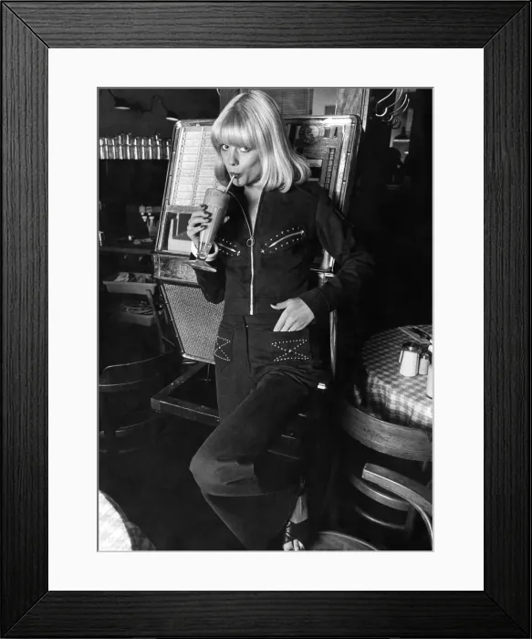 Framed Print : Sultry, sexy black brushed cotton pants suit with zippers and studs Framed Print : Sultry, sexy black brushed cotton pants suit with zippers and studs