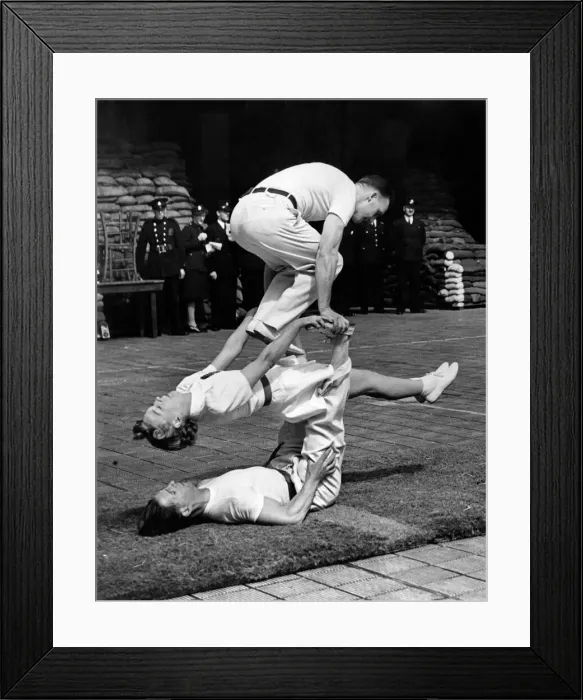 Framed Print : Military agility team giving demonstration. June 1942 P009979 Framed Print : Military agility team giving demonstration. June 1942 P009979