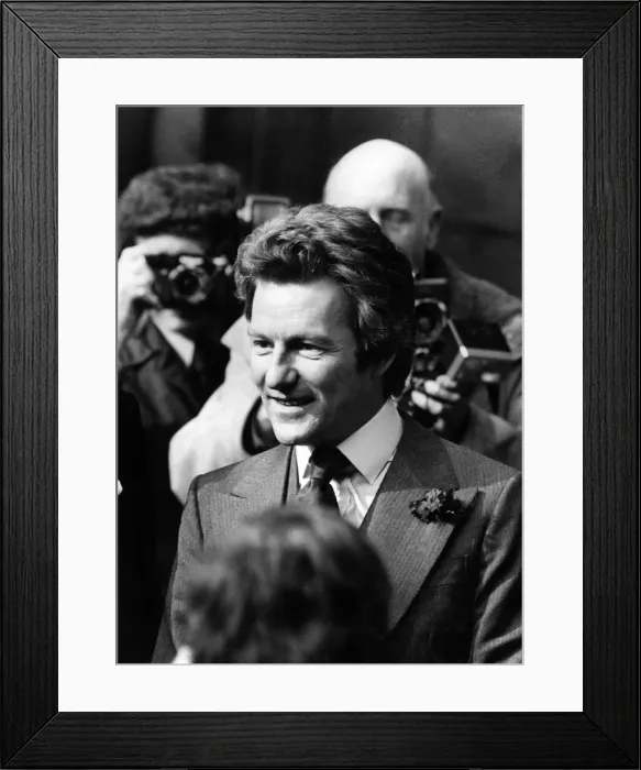 Framed Print : The Earl of Lichfield arriving at Chester Cathedral for his wedding. March 1975 P009626 Framed Print : The Earl of Lichfield arriving at Chester Cathedral for his wedding. March 1975 P009626
