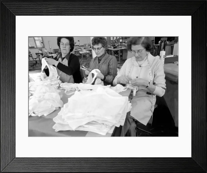 Framed Print : Ladies testing panti-girdles. February 1975 75-01091-010