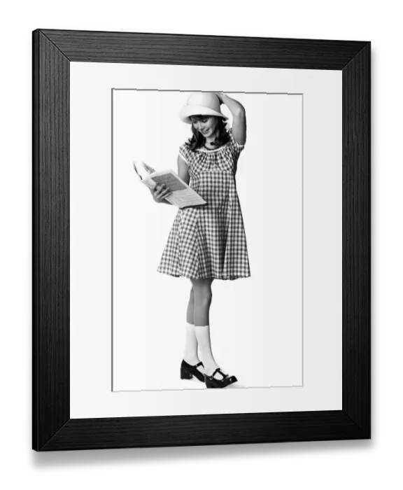 Framed Print : Clothing: Fresh gingham checks for a cool cotton dress with puffed sleeves Framed Print : Clothing: Fresh gingham checks for a cool cotton dress with puffed sleeves