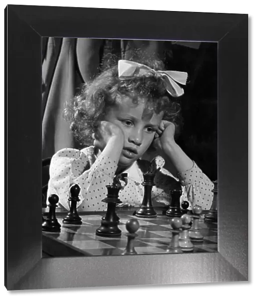 British Girls Chess Chapionships. Marion, aged 6 of Finchley, London in play