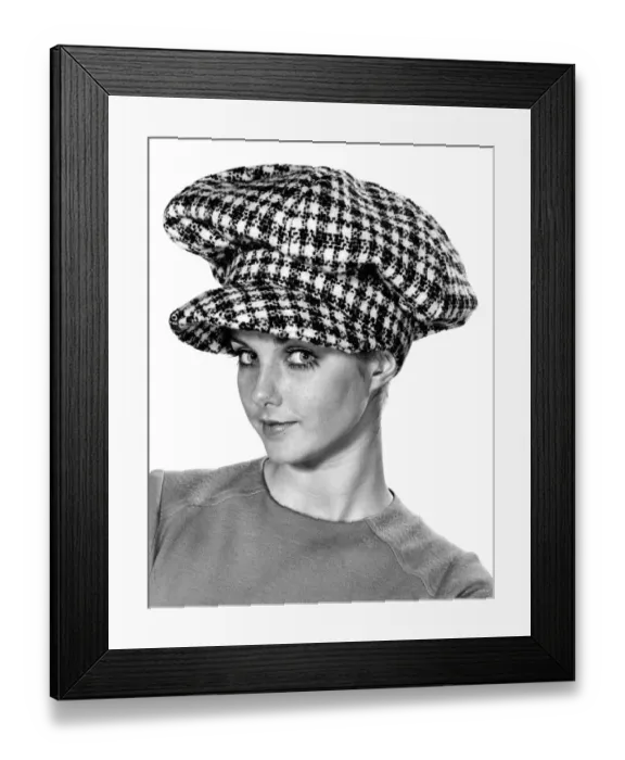 Framed Print : Reveille Fashion: Shirley Hounsell modelling cap hat December 1969 P008478
