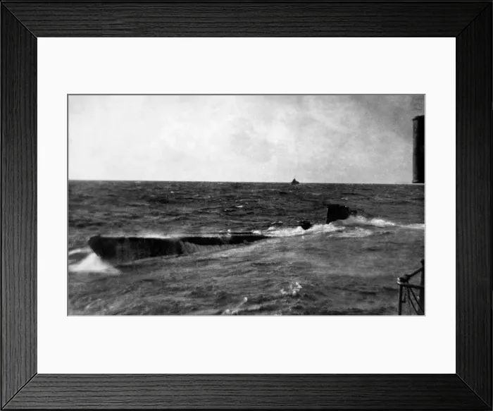 Framed Print : A German U-Boat sinking following an attack by destroyers Framed Print : A German U-Boat sinking following an attack by destroyers