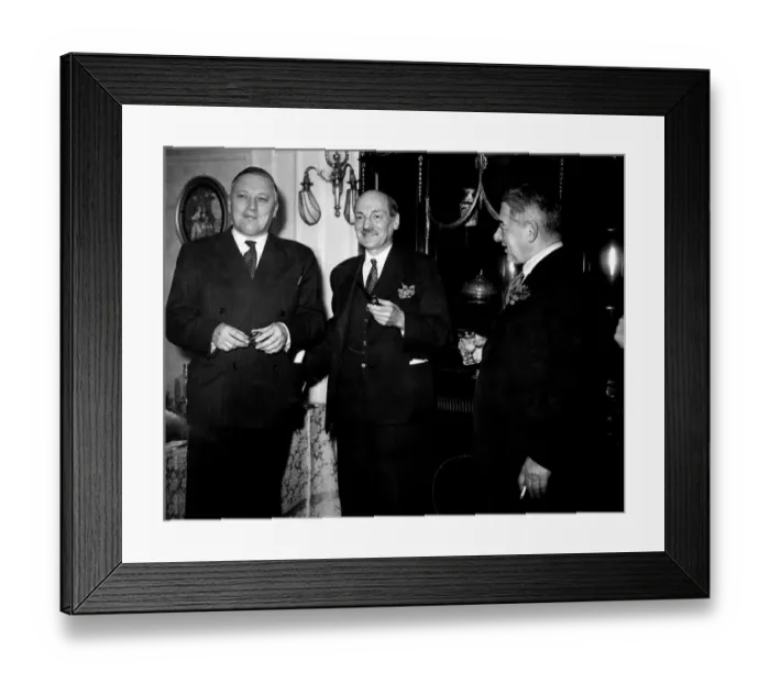 Framed Print : The Prime MinisterClement Attlee (Centre) with Mr. Arthur Cousins and Mr. Percy Cudlipp Framed Print : The Prime MinisterClement Attlee (Centre) with Mr. Arthur Cousins and Mr. Percy Cudlipp