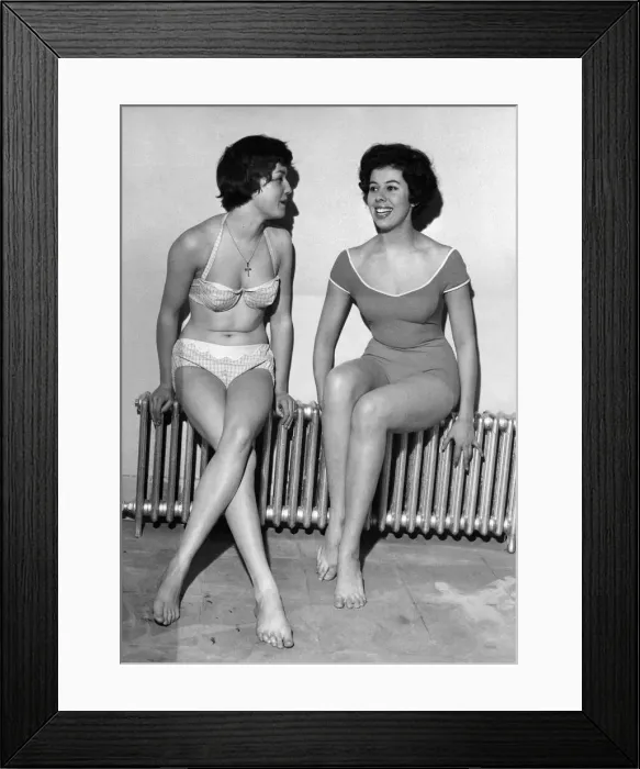 Framed Print : Strip Freeze. Models Verna Clarke and Thelma Drabble were happy to find this warm spot Framed Print : Strip Freeze. Models Verna Clarke and Thelma Drabble were happy to find this warm spot