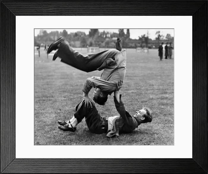 Framed Print : When the U. S. A air force had a sports day near London these two fellows thought they Framed Print : When the U. S. A air force had a sports day near London these two fellows thought they