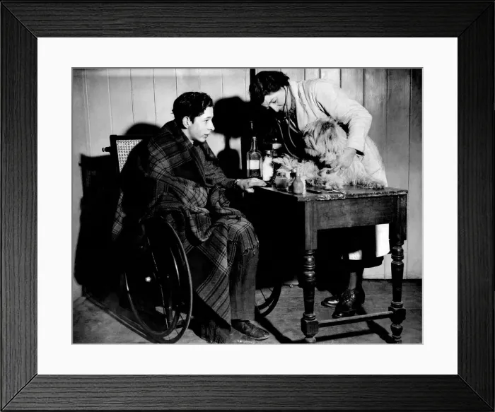 Framed Print : Invalid Ernest Gwenn seen with a dog at PDSA. February 1941 P012684 Framed Print : Invalid Ernest Gwenn seen with a dog at PDSA. February 1941 P012684