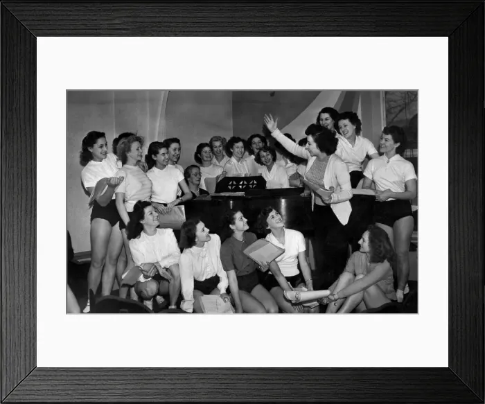 Framed Print : Tiller Girls: Sylvia Blake the ballet mistress rehearsing the Tiller Girls who are to Framed Print : Tiller Girls: Sylvia Blake the ballet mistress rehearsing the Tiller Girls who are to