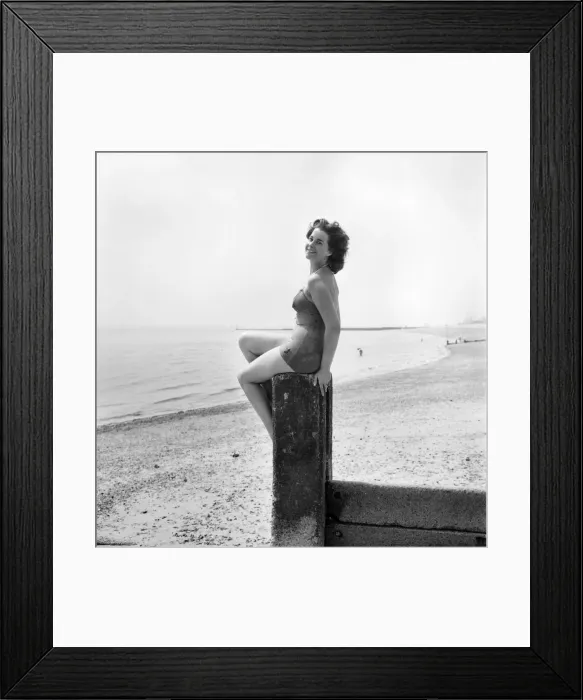 Framed Print : Bathing Girl: Glamour on the Clacton Beach: Who will go rowing with Christine Reynolds Framed Print : Bathing Girl: Glamour on the Clacton Beach: Who will go rowing with Christine Reynolds