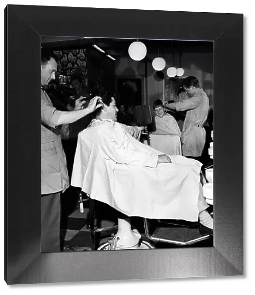 Barber Shop: Michael Holliday having hair cut at Ronnies of Streatham