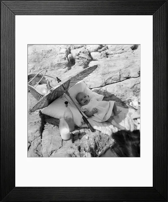 Framed Print : Baby under Sunshade beach pix. The happy baby is 4 months old Beverley Lovelock Framed Print : Baby under Sunshade beach pix. The happy baby is 4 months old Beverley Lovelock