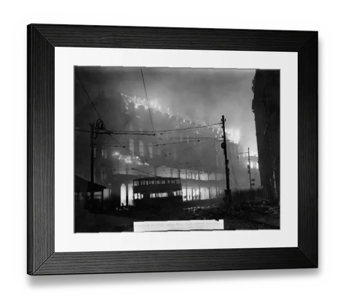 Framed Print : Premises of John Walsh Ltd. High Street Sheffield. December 1940 P009208