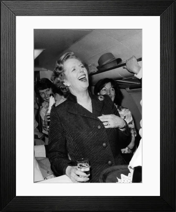Framed Print : Buoyant. Mrs. Thatcher on polling day eve with the Party faithful. June 1983 P009158