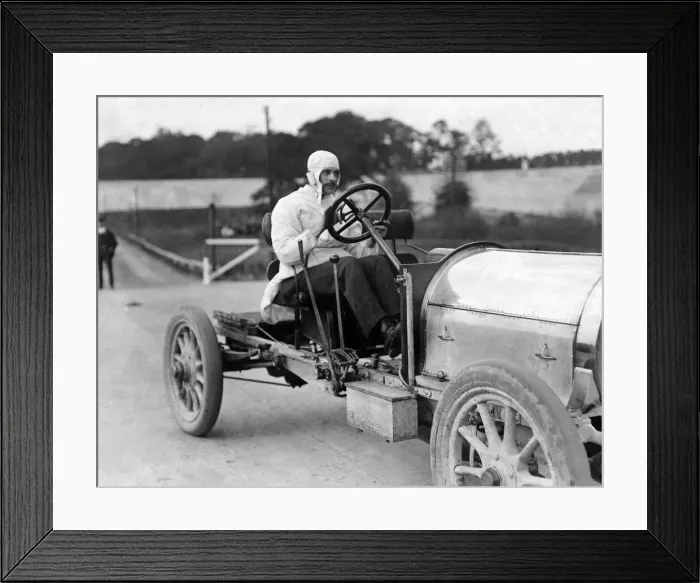 Framed Print : W. H. Cox who drove in a Charles S. Forbes car in a match for £ Framed Print : W. H. Cox who drove in a Charles S. Forbes car in a match for £