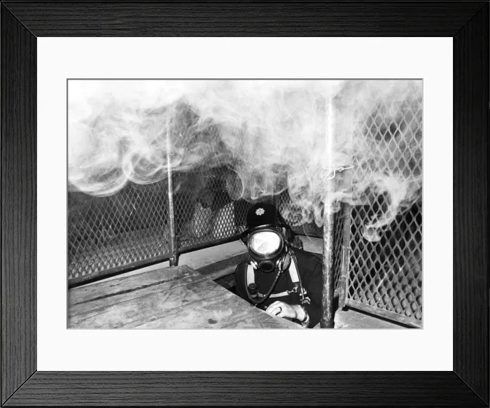 Framed Print : A firefighter being trained in the new gas chamber Framed Print : A firefighter being trained in the new gas chamber