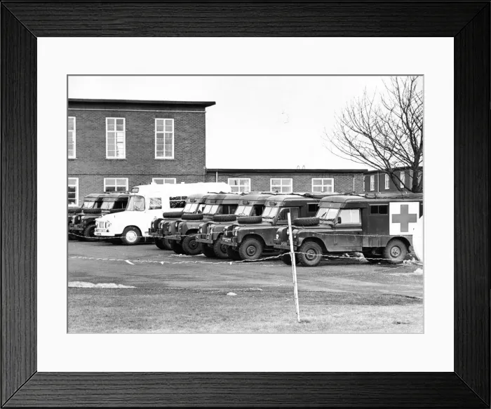 Framed Print : Army ambulances on stand by at Albermarle Barracks, Ouston Framed Print : Army ambulances on stand by at Albermarle Barracks, Ouston