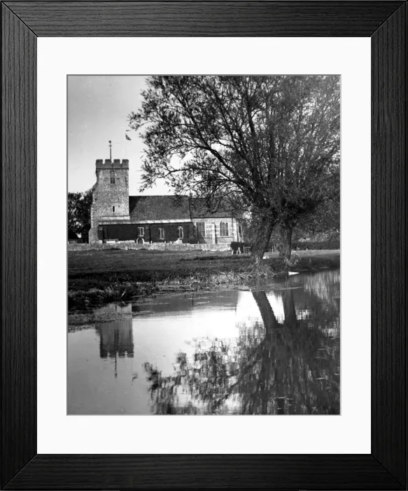Framed Print : The reflection of a church in the neighbouring lake in a Kent village Circa 1935 Framed Print : The reflection of a church in the neighbouring lake in a Kent village Circa 1935