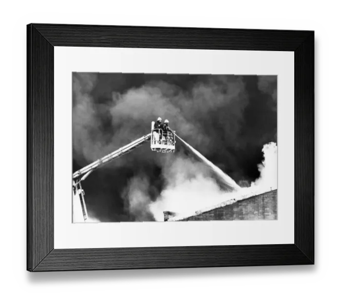 Framed Print : Two firefighters fight to keep the Blaze under control Framed Print : Two firefighters fight to keep the Blaze under control