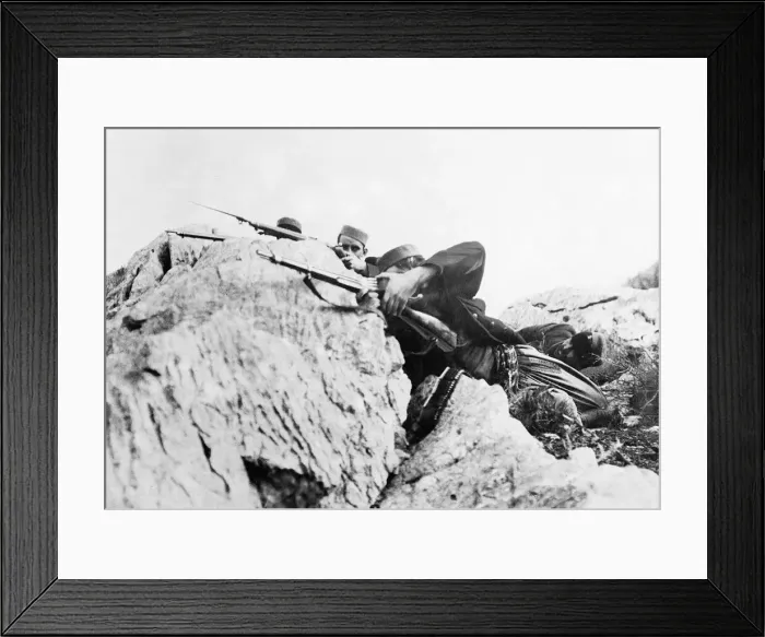Framed Print : Montenegrin soldiers seen here fight elements of the Austro - Hungarian invasion forces