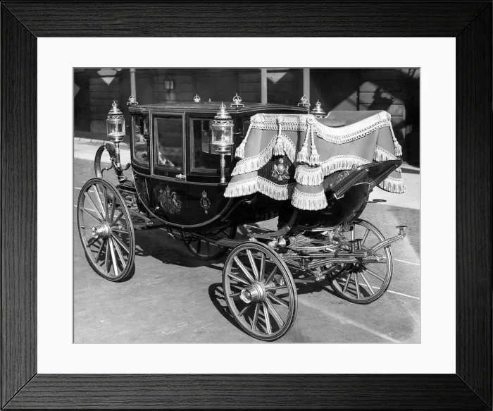 Framed Print : A view of the glass state coach which will be used at the Royal wedding of Princess Framed Print : A view of the glass state coach which will be used at the Royal wedding of Princess