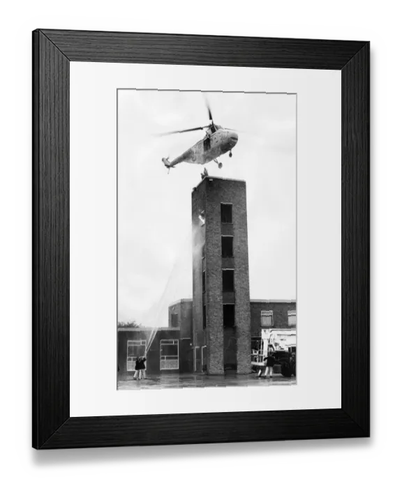 Framed Print : The opening of Northumberland County Fire Brigade headquarters at Morpeth - a mock rescue