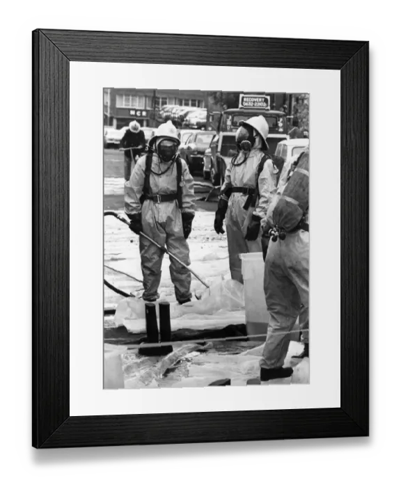 Framed Print : Part of Newcastle was sealed off today after deadly acid was spilled from a lorry