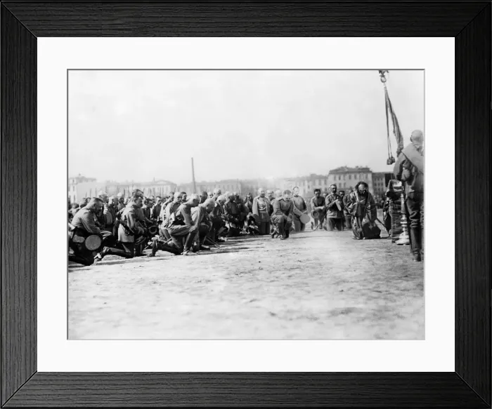 Framed Print : The tsar and the general staff of the Russian army seen here in prayer Framed Print : The tsar and the general staff of the Russian army seen here in prayer
