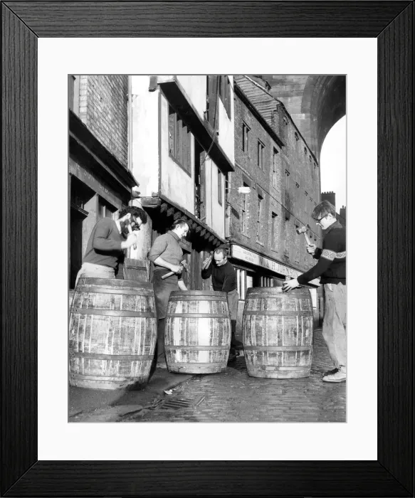 Framed Print : The ancient art of making barrels is demonstrated at The Close, Newcastle Framed Print : The ancient art of making barrels is demonstrated at The Close, Newcastle