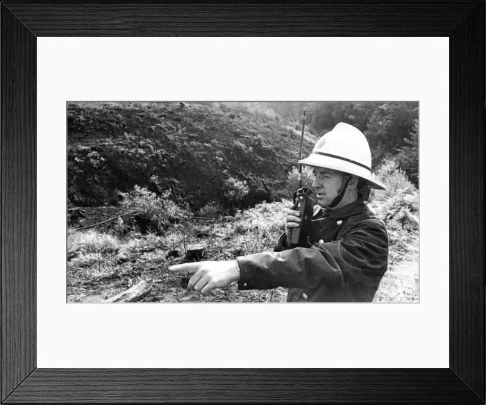 Framed Print : Firefighters tackle blaze forest fire at Milkwellburn Wood