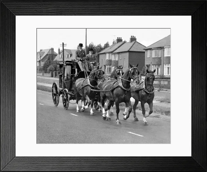 Framed Print : People on the Chester-le-Street by-pass wondered if the bus strike had reached the North Framed Print : People on the Chester-le-Street by-pass wondered if the bus strike had reached the North