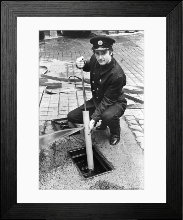 Framed Print : Fireman Kevin Lee tries the new pump for cleaning silt and sludge from fire hydrants Framed Print : Fireman Kevin Lee tries the new pump for cleaning silt and sludge from fire hydrants