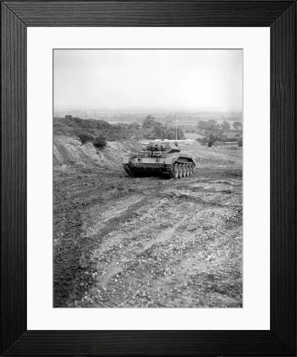 Framed Print : A British army Crusader tank with 6lb cannon being tested near Salisbury plain in